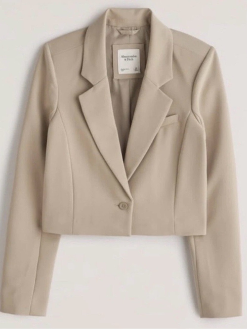 Abercrombie & Fitch Women's Cropped Blazer Jacket in Beige | Size L